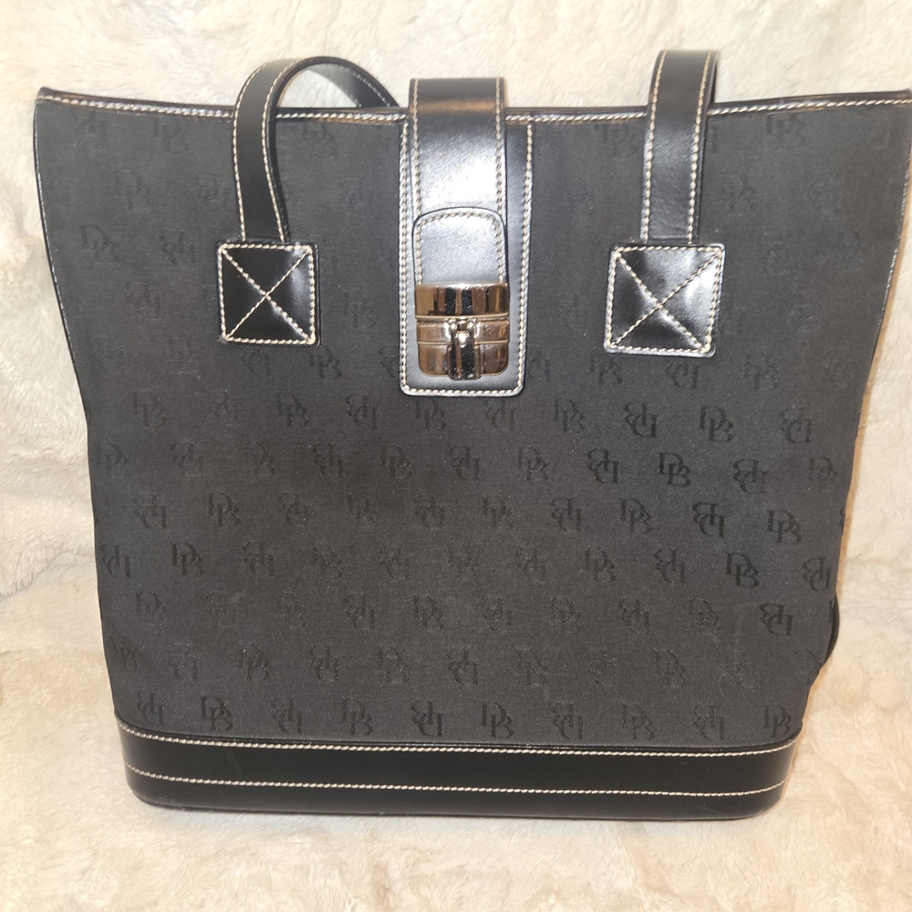 Vtg DOONEY AND BOURKE TOTE LEATHER HANDLE MAGNETIC CLASP